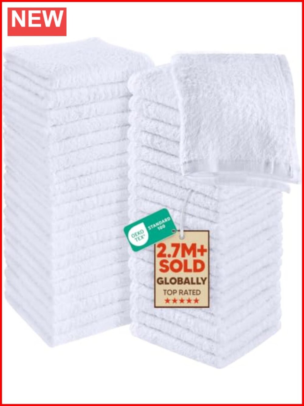 60 Pack Washcloths 12x12 in 100% Cotton Highly Absorbent Fingertip Towels
